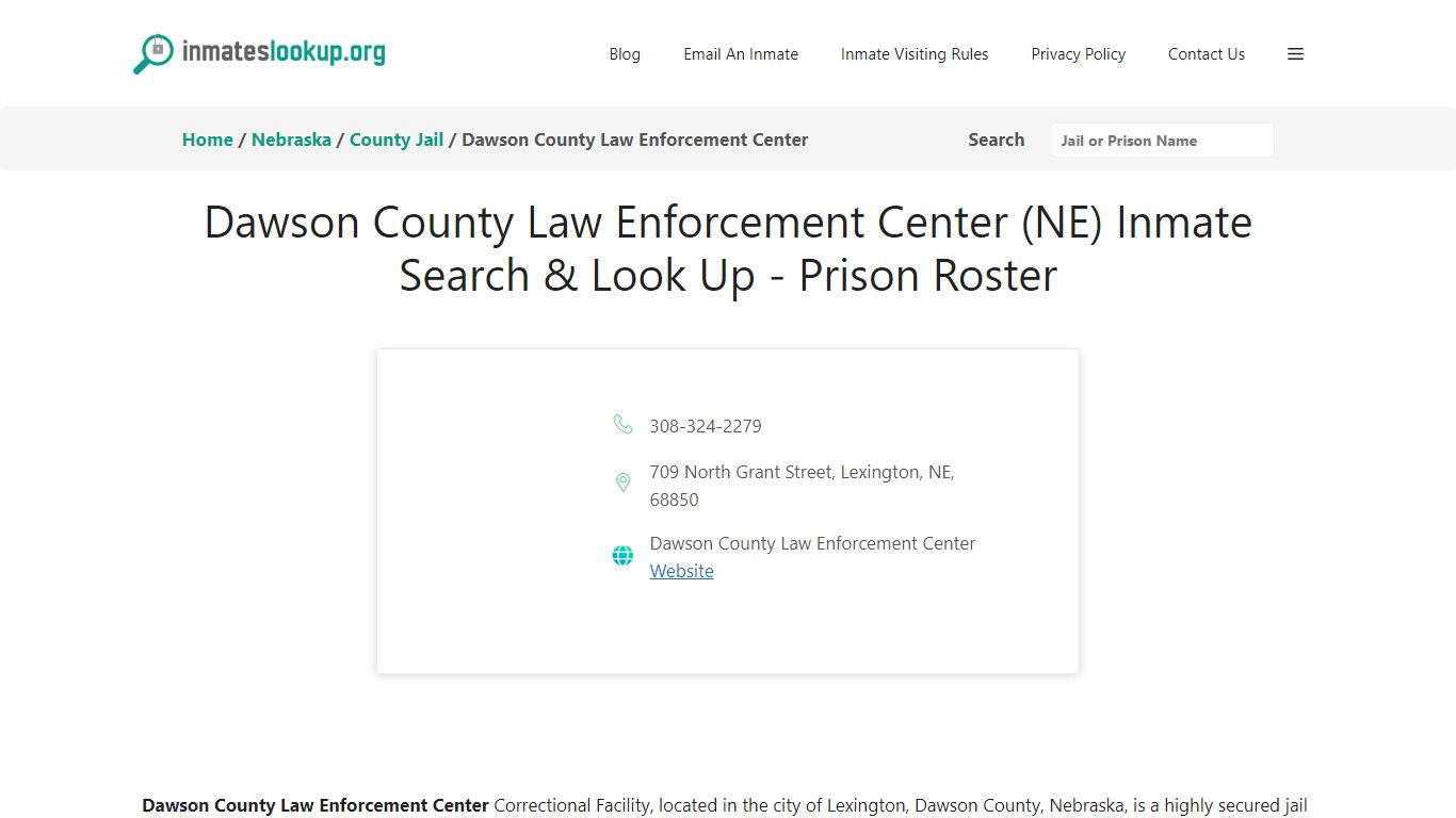 Dawson County Law Enforcement Center (NE) Inmate Search & Look Up ...